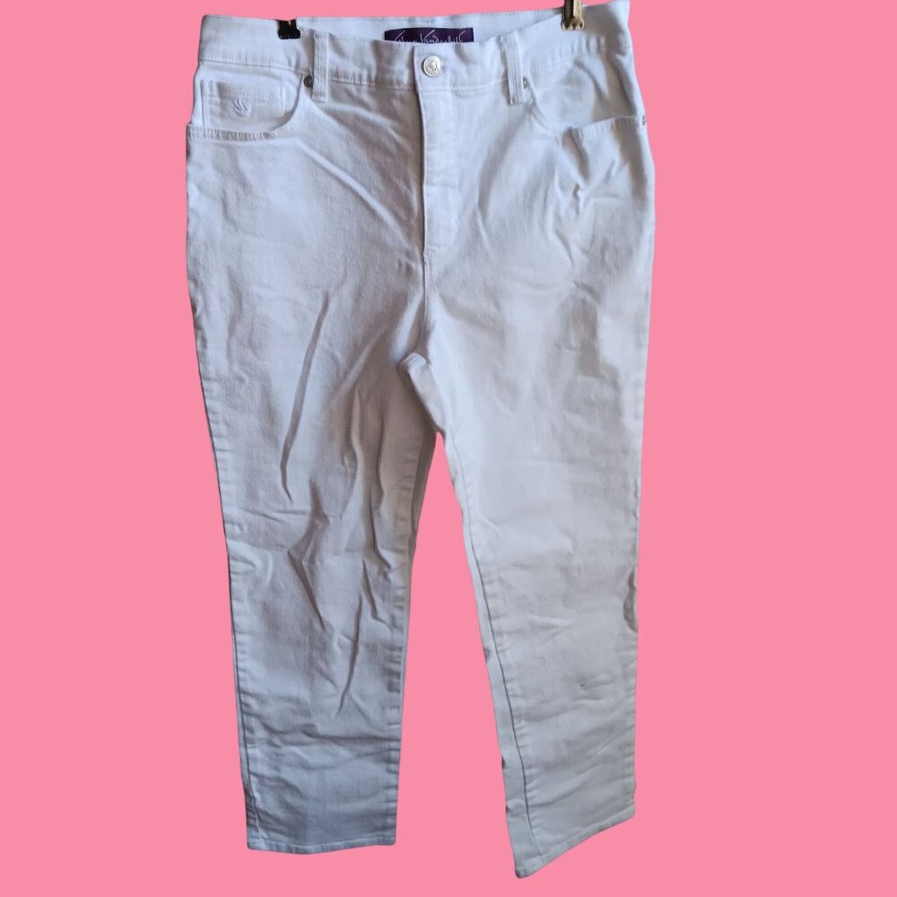 Women's Jens 10P 31x28 Gloria Vanderbilt Amanda Womens White Crop Jeans Size 10P